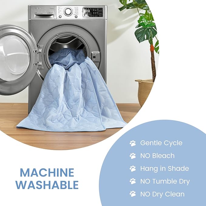 Cozy Bliss Leakproof Cooling Blanket for Large Dogs – Q-Max>0.4, Durable & Washable Dog Cooling Mat for Hot Weather, Soft Pet Throw & Couch Protector for Multiple Pets 60x80 Inch, Heather Cool Blue-PawvioPets
