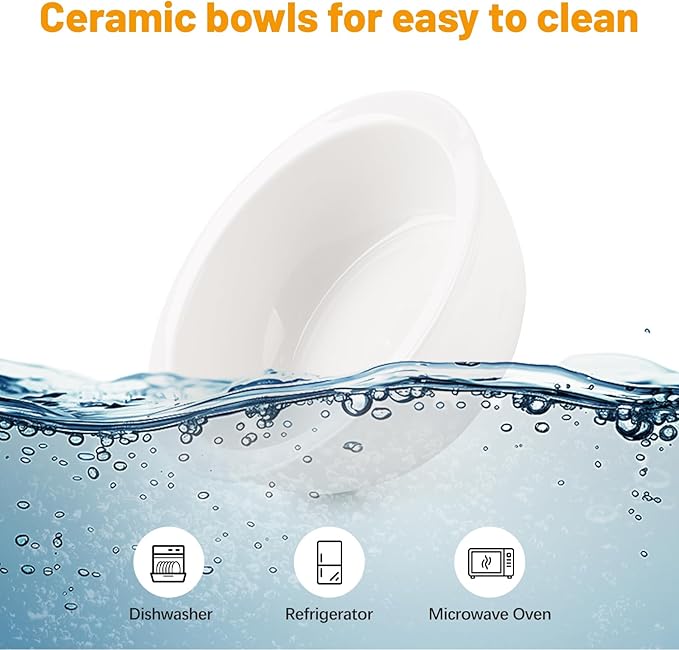 Elevated Cat Bowls, Tilted Rised Cat Food and Water Bowl with 2 Pcs Ceramic Pet Bowls, Rised Stand, Pet Dish Anti Vomiting Feeding Station for All Sized Cats & Small Dogs (Grey)-PawvioPets