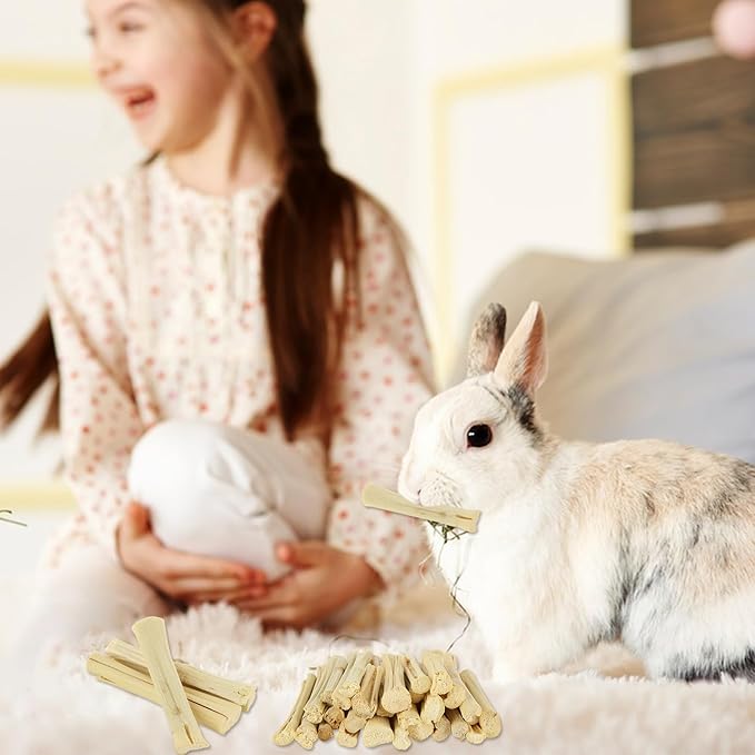 1000g/2.2lb Bamboo Chews for Rabbits, Rabbit Sticks Rabbit Chew Toys Bunny Chew Toys, Molar Treats for Small Animals, Hamsters, Chinchillas, Guinea Pigs, Natural Teeth Grinding Toys-PawvioPets