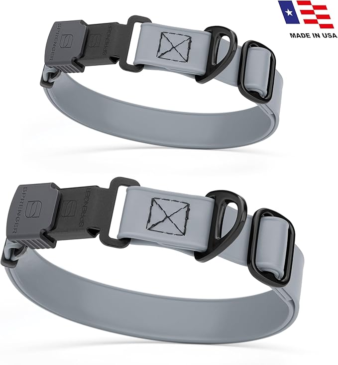 Dogline Biothane Waterproof Dog Collar with Herm Sprenger Black Stainless Steel Quick Release Buckle – Heavy Duty Tactical Durable Collar for Dogs – Comfortable and Safe Pet Collar W3/4" L12-19 Gray-PawvioPets
