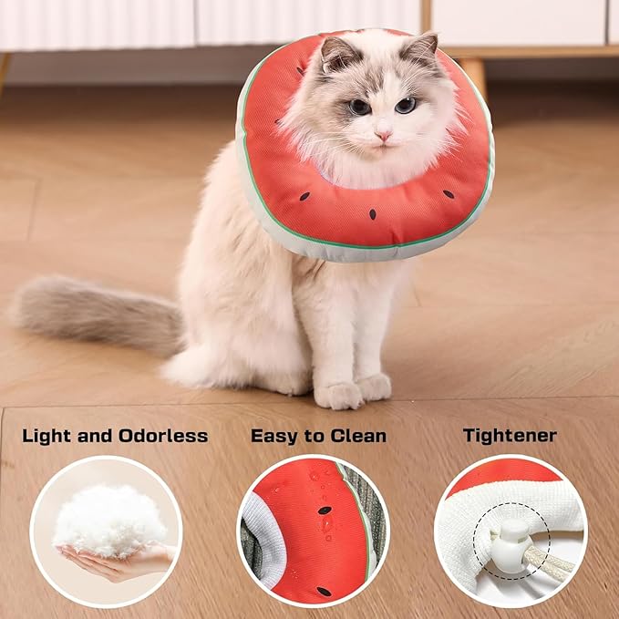 Cat Cone Collar Soft Kitten Donut, Cat Cones to Stop Licking After Surgery and Scratching, Waterproof Elizabethan e Collar for Cats After Neuter, Adjustable Comfy Cats Neck Cone Pillow for Kitty-PawvioPets