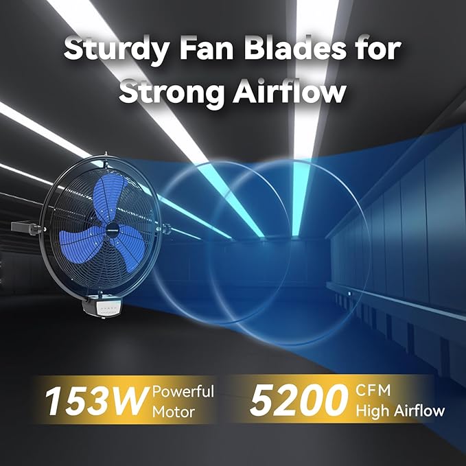 20 Inch Wall Metal Fan Pro Series Remote Control, High Velocity Wall Mount Fans for Commercial, Residential, Warehouse, Covered Patio, Shop, Garage, Barn 3 Speed 5200 CFM UL Safety Listed-PawvioPets