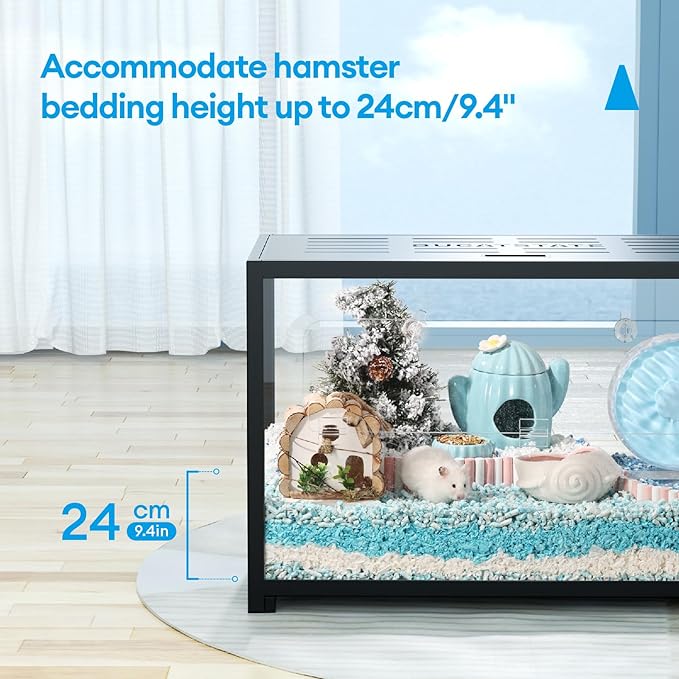 BUCATSTATE Hamster Cage Metal 2.0 - Small Animal Habitats Large Stackable with Top Access Easy Assemble 31.4L*17.6W*20H Inches Dwarf Syrian Hamster House for Guinea Pig, Gerbil (552sq inch Black)-PawvioPets