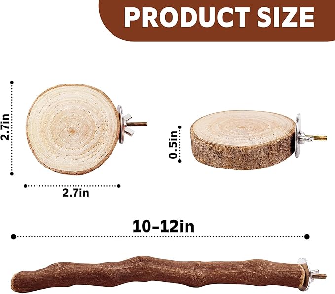 5PCS Bird Perch Stand Natural Wooden Parrot Stand Branch,3 Grape Wood Perch,2 Platform,Paw Grinding Fork Parakeet Chewing Stick Exercise Training Branches for Cockatiels,Small Birds-PawvioPets