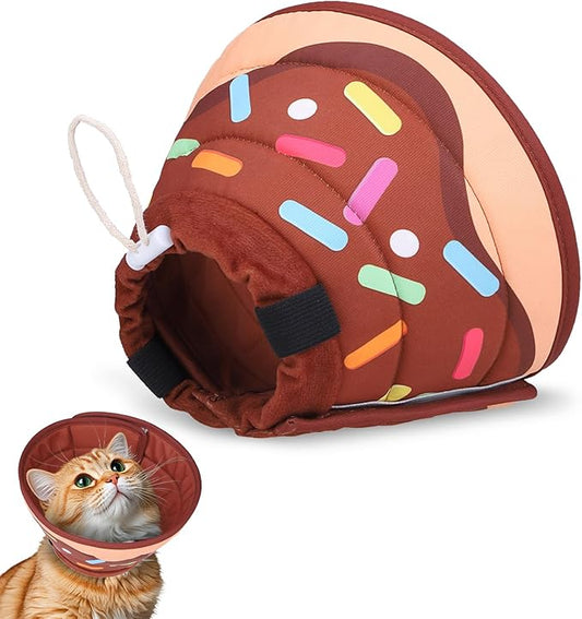 EXPAWLORER Cat Recovery Cone Collar- Soft Adjustable Pet Collar for After Surgery, Waterproof Elizabethan Protective Collar, Stop Licking Donut for Small Medium Kittens-PawvioPets