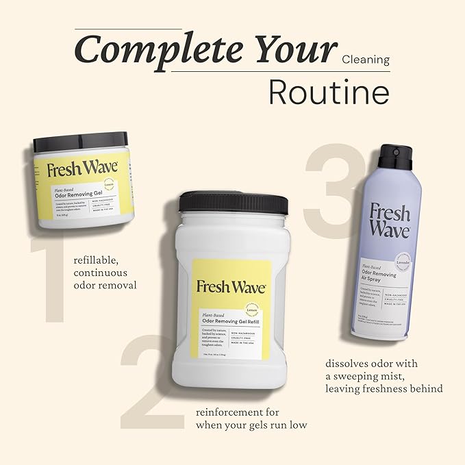 Fresh Wave Lemon Odor Removing Gel, 15 oz., Pack of 2 - Safer Odor Absorbers for Home, Natural Plant-Based Odor Eliminator, Every 15 oz. lasts 30-60 Days, For Cooking, Trash & Pets-PawvioPets