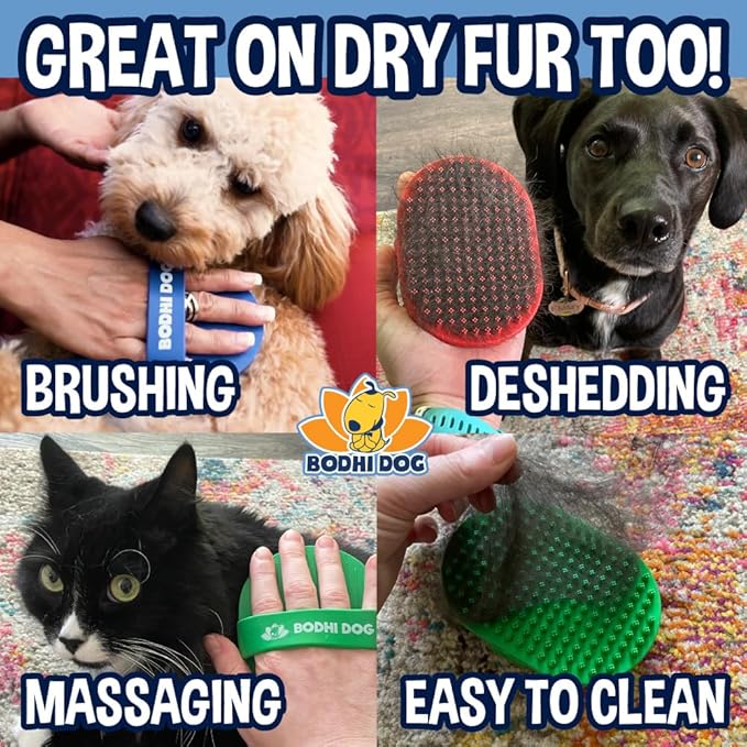 Bodhi Dog Shampoo Brush - Pet Grooming & Bath Supplies for Dogs and Cats - Bath Brush for Long & Short Hair - Premium Scrubber for Shower, Bathing & Massage (One Pack, Blue)-PawvioPets