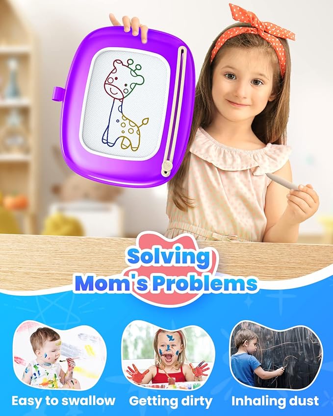 Doodle Board for Toddler Toys Age 1-2, Magnetic Writing Board, Preschool Learning and Educational Toys for 1 2 3 Years Old Girl Boy Gift for Birthday -Purple-PawvioPets