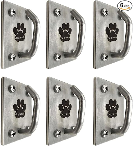 Canine Hitch- Secure Dog Leash Parking Mounted Indoor – Outdoor Wall Hook - Tie Out Stainless Steel Practical Lead Management for Home & Business, Ultimate Strength 6 Packs-PawvioPets