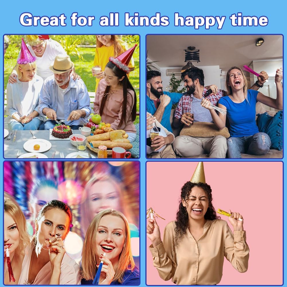 Lovecheer 24/60PCS Glitter Noise Makers Metallic Fringed Party Blowers for Adults Birthday Wedding Graduation 2025 New Years Musical Blowouts