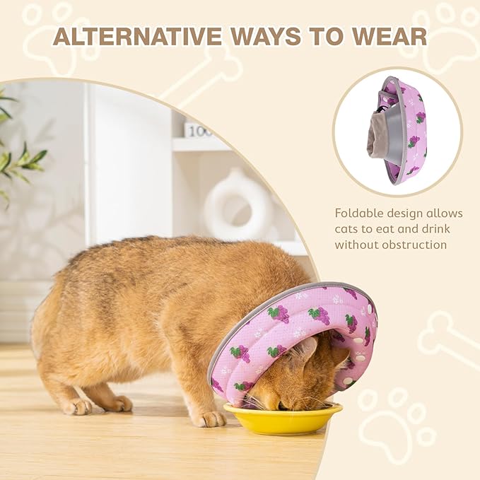 Avont Cat Cone Collar Soft to Stop Licking, Adjustable Foldable Lightweight Kitten Recovery Collar After Surgery for Small Dogs, Elizabeth Cone of Shame Alternative -Grape(L)-PawvioPets