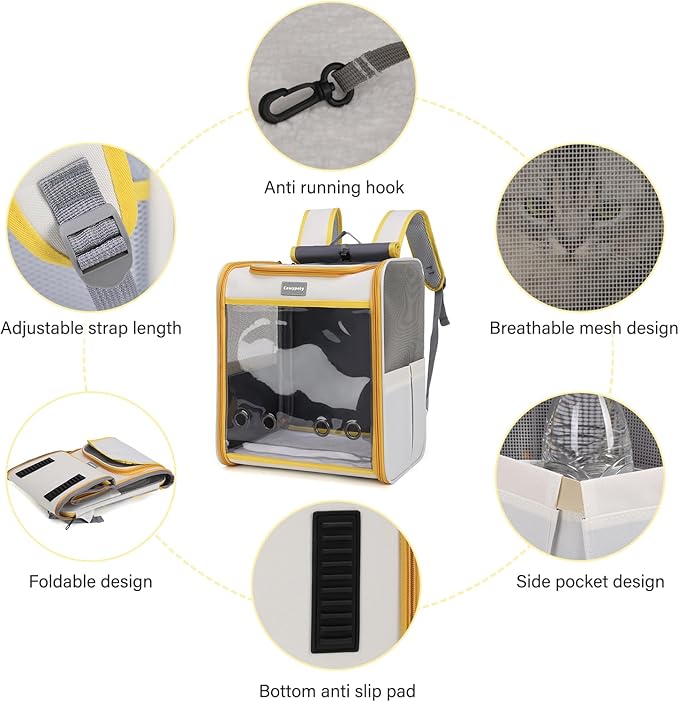 Cat Backpack Carrier, Collapsible and Breathability Cat Carrier Large for Cat Under 16 lbs, Dog and Small Pet Carrier Bag Used in Travel, Car-PawvioPets