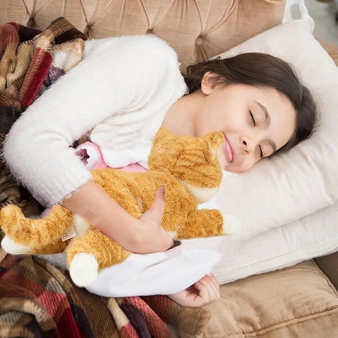 19 inch 3 lbs Cat Weighted Stuffed Animals, Realistic Weighted Cat Stuffed Animal, Sensory Comfort Plush Throw Pillow, Soft Kawaii Kitty Plush Toy Gift for Adults Kids Youth-PawvioPets