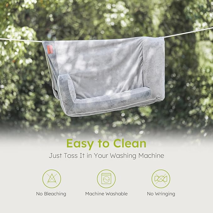 Dog Beds for Large Dogs, Orthopedic Dog Bed with Cooling Gel Memory Foam, Waterproof Large Pet Bed with Removable Washable Cover, 36" Pet Sofa Couch Dutch Velvet with Bone Toy, Light Gray-PawvioPets