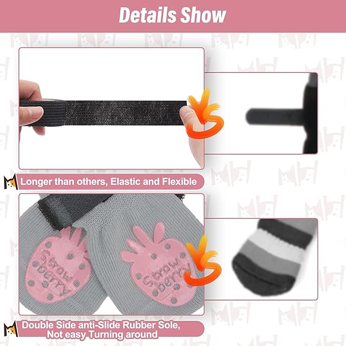 BEAUTYZOO Anti-Slip Dog Socks,Dog Shoes for Hot/Cold Pavement,Paw Protectors with Grips 3 Pairs for Puppy Small Medium Large Senior Old Dogs,Dog Socks to Prevent Licking and Hardwood Floor Protection-PawvioPets