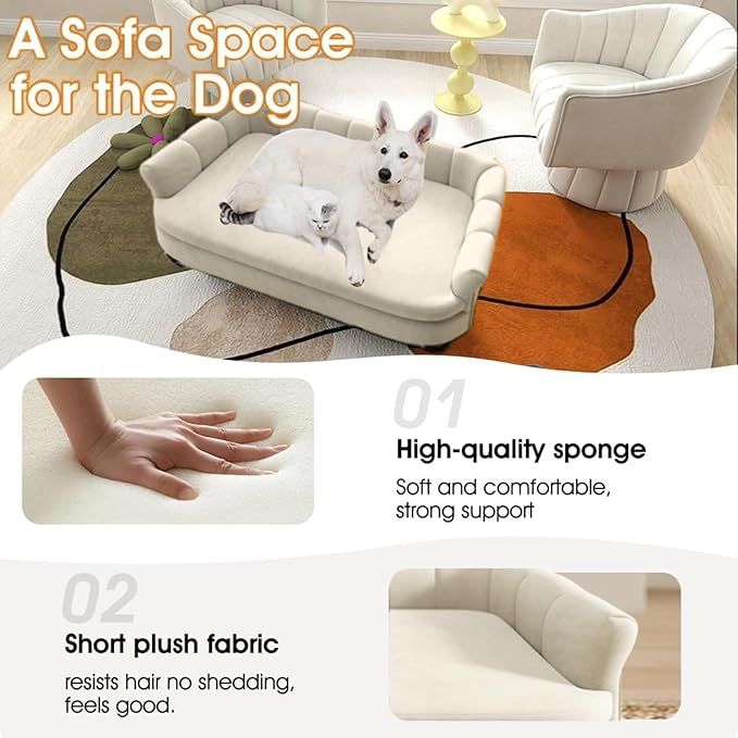 Dog Couch Sofa Bed, Comfortable Pet Sofa for Large and Medium Dogs, Soft Velvet Cushion, Durable Dog Furniture for Living Room-PawvioPets