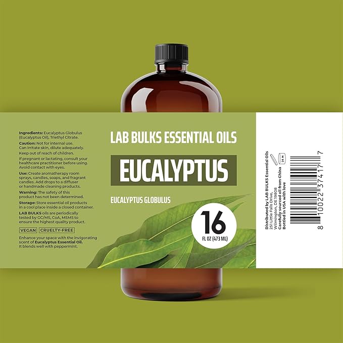 Eucalyptus Essential Oil (2 Pack) for Diffusers, Home Care, Candles, Aromatherapy, 16 oz Bulk Bottle, Eucalyptus Oil Spray-PawvioPets