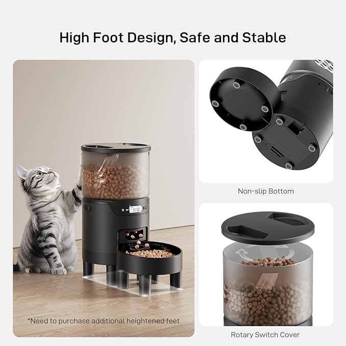 Automatic Cat Feeder: 3L Auto Food Dispenser with Timed Feeding| 6 Meal Programmable& 1-20 Portion Precise Control- Easy to Clean & Setup for Cat Indoor| Desiccant Bag Keep Food Fresh-PawvioPets