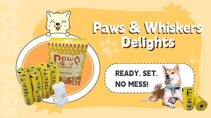 Dog Poop Bag, Biodegradable, Waste Bags with Dispensers, Guaranteed Leak Proof and Extra Thick, Certified Home Compostable, Plant-Based Dog Waste Bags, Eco-Friendly, 240 counts 16 rolls (Yellow, 16)-PawvioPets