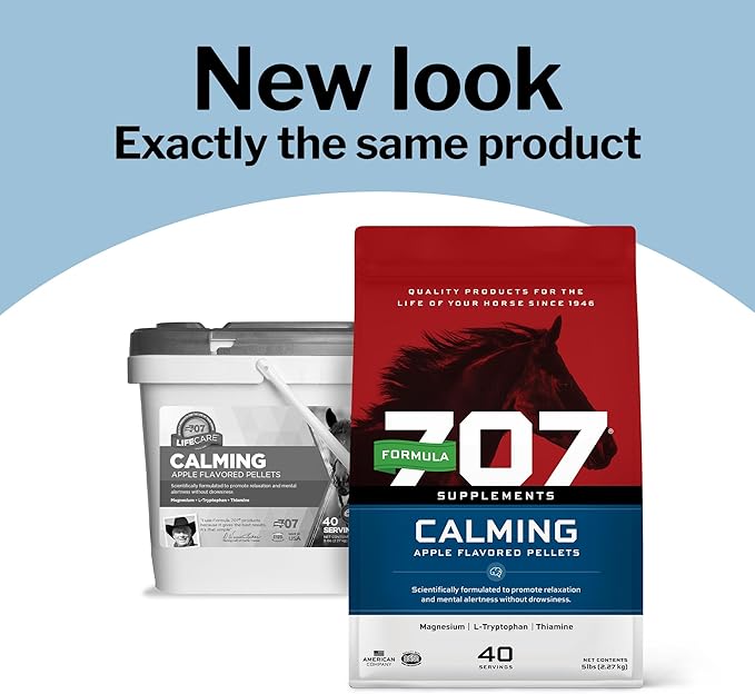 Formula 707 Calming Equine Supplement, Daily Fresh Packs – Anxiety Relief and Enhanced Focus for Horses – L-Tryptophan, Thiamine & Magnesium-PawvioPets