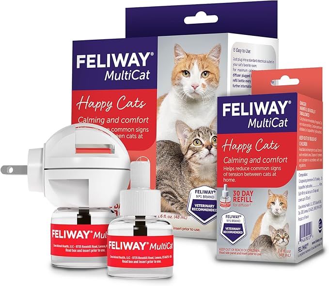 FELIWAY MultiCat Calming Pheromone Diffuser: 1 Diffuser & 2 Refills (60 Days)-PawvioPets