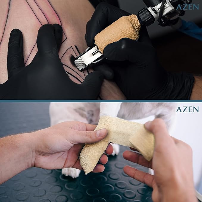 AZEN 8 Pack Self Adhesive Bandage Wrap, 2" X 5 Yards Elastic Cohesive Bandage Wrap, Skin Color Athletic Tape, Vet Wrap, Ankle Tape, Tattoo Grip Tape Wrap-PawvioPets