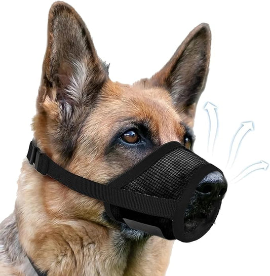 Dog Muzzle, Soft Air Mesh Muzzle for Small Medium Large Dogs Anti Biting Barking Chewing, Breathable Drinkable Adjustable Loop Pets Muzzle for German Shepherd Husky Labrador Retriever (Black,S)-PawvioPets