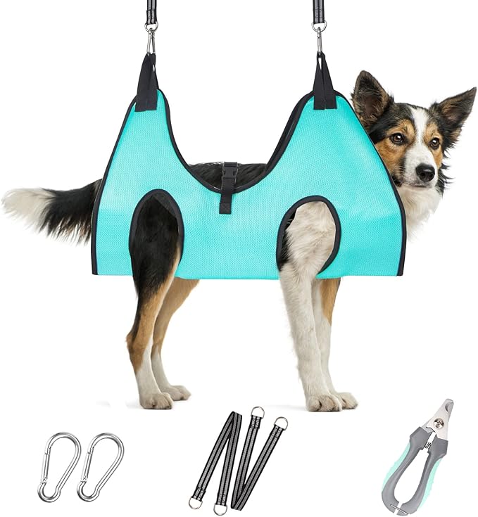 Dog Grooming Hammock - Upgrade Pet Grooming Harness for Nail Trimming (L 50lb), Dog Sling for Nail Clipping, Dog Hanging Holder Hanger for Cutting Nail with Nail Clippers-PawvioPets
