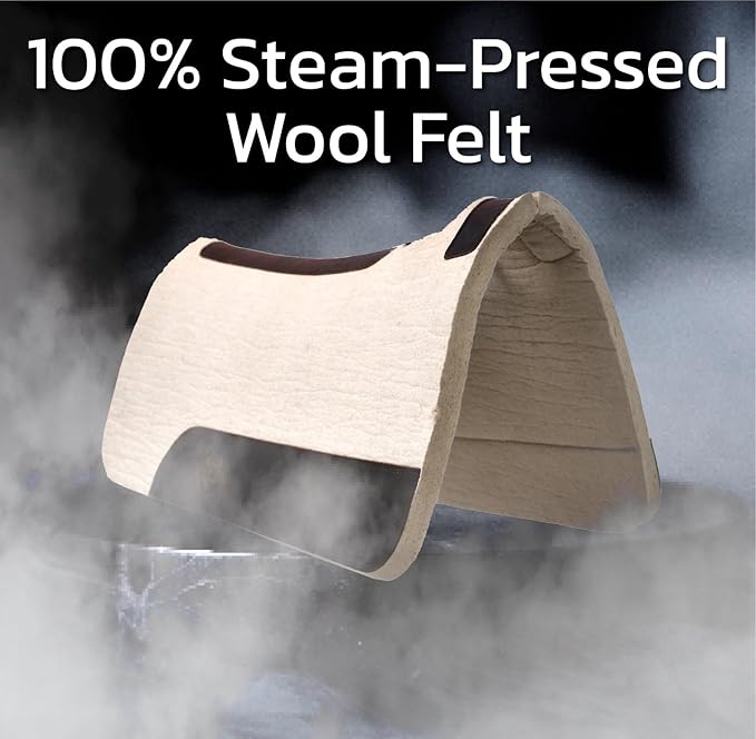 Black HOOF BlackHoof Steam Pressed Merino Wool Felt Contoured Pad 1 Inch Thick(31in Length and 32in Width), Saddle pad for Horses, White-PawvioPets