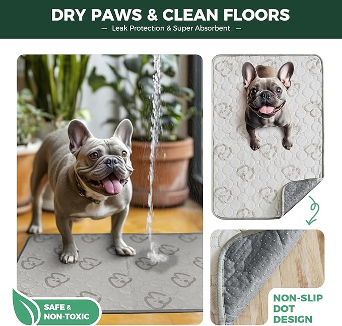 FXW Washable Pee Pads for Dogs, Puppy Pads with Super Absorbent, Specifically Designed for Potty Training, 75" × 30" Rectangle, Khaki, 2 Packs-PawvioPets