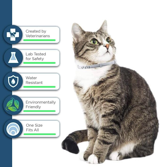 Flea and Tick Collar for Cats - Offers 12-Month Protection, Crafted with Premium Plant Oils, Waterproof, Natural, Safe for Kittens, Includes Free Comb and Tweezers, 13.8 in (2 Packs)-PawvioPets