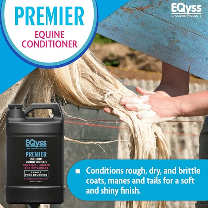 EQyss Premier Equine Conditioner - Moisturize Skin, Detangle Horse's Mane, Tail, & Coat, Add Shine, Tangle-Free Brushing, Minimize Flyaways (128 oz)-PawvioPets