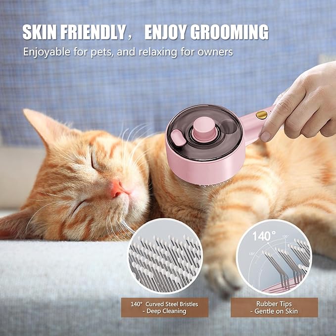 Cloud Care Cat Brush for Indoor Cat Steam Brush for Shedding Spritz Defur Comb for Cats Dogs Steam Brushes for Long Short Hair Cats Dogs Pet Steam Brushes for Massage Grooming Self-Cleaning-PawvioPets