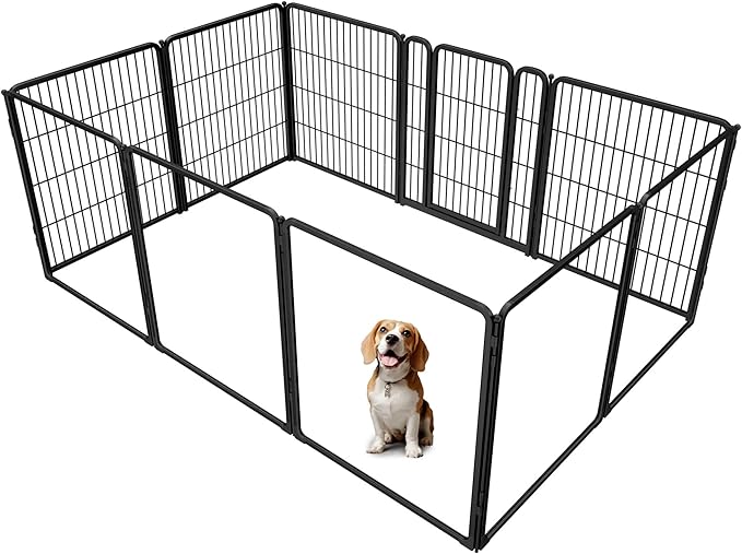 FXW Homeplus Unleashed Indoor Dog Playpen - Stress-Free and Safe Play, Heavy Duty 32 Inch 5 Acrylic Panels + 5 Wire Panels Dog Pen for Small and Medium Dogs, Black│Patented-PawvioPets