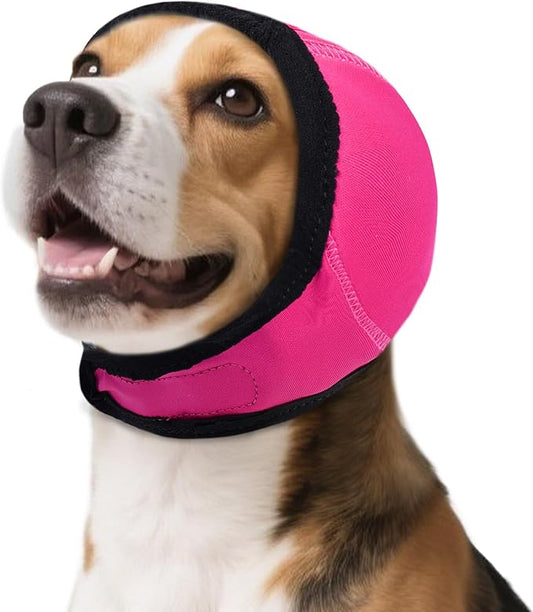 Dog Calming Hoodie, Dog Ear Muffs Noise Protection & Anxiety Relief, No Shake Ear Wraps for Dogs Quiet Ears Cover Headband for Fireworks Grooming Swimming Bathing Force Drying-PawvioPets