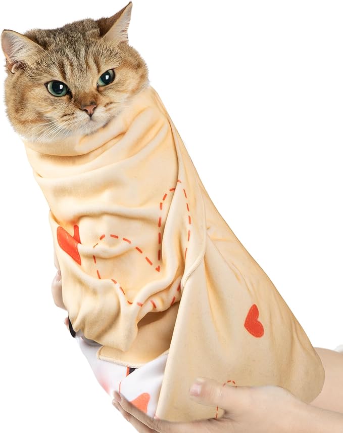 Cat Grooming Wrap,Anti-Escape Cat Wrap for Grooming,Self-Adherent Soft Cat Blanket to Wrap,Clip Nails, Anti-Bite, Anti-Scratch,Cat Calming Wrap,Cat Burrito Wrap,Swaddle Wrap Pet Tool Large Size-PawvioPets