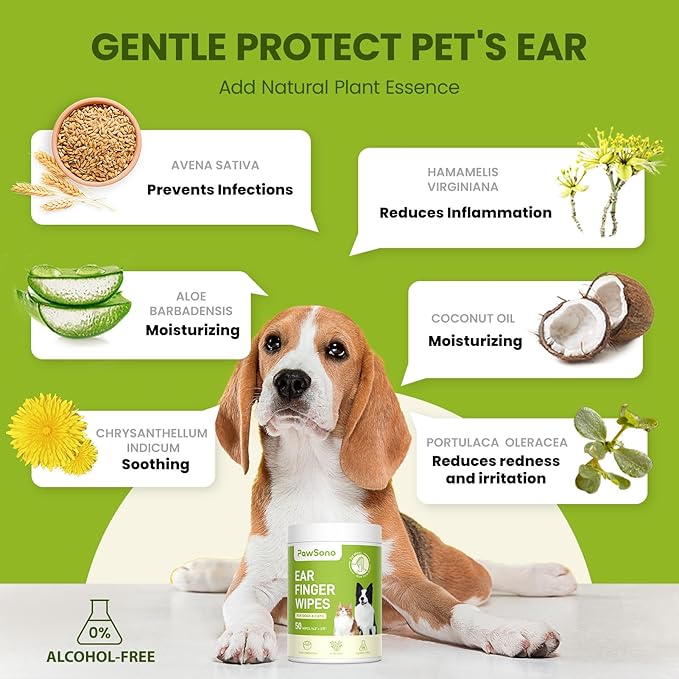 Dog Ear Finger Wipes for Dogs & Cats, 150 Count-PawvioPets