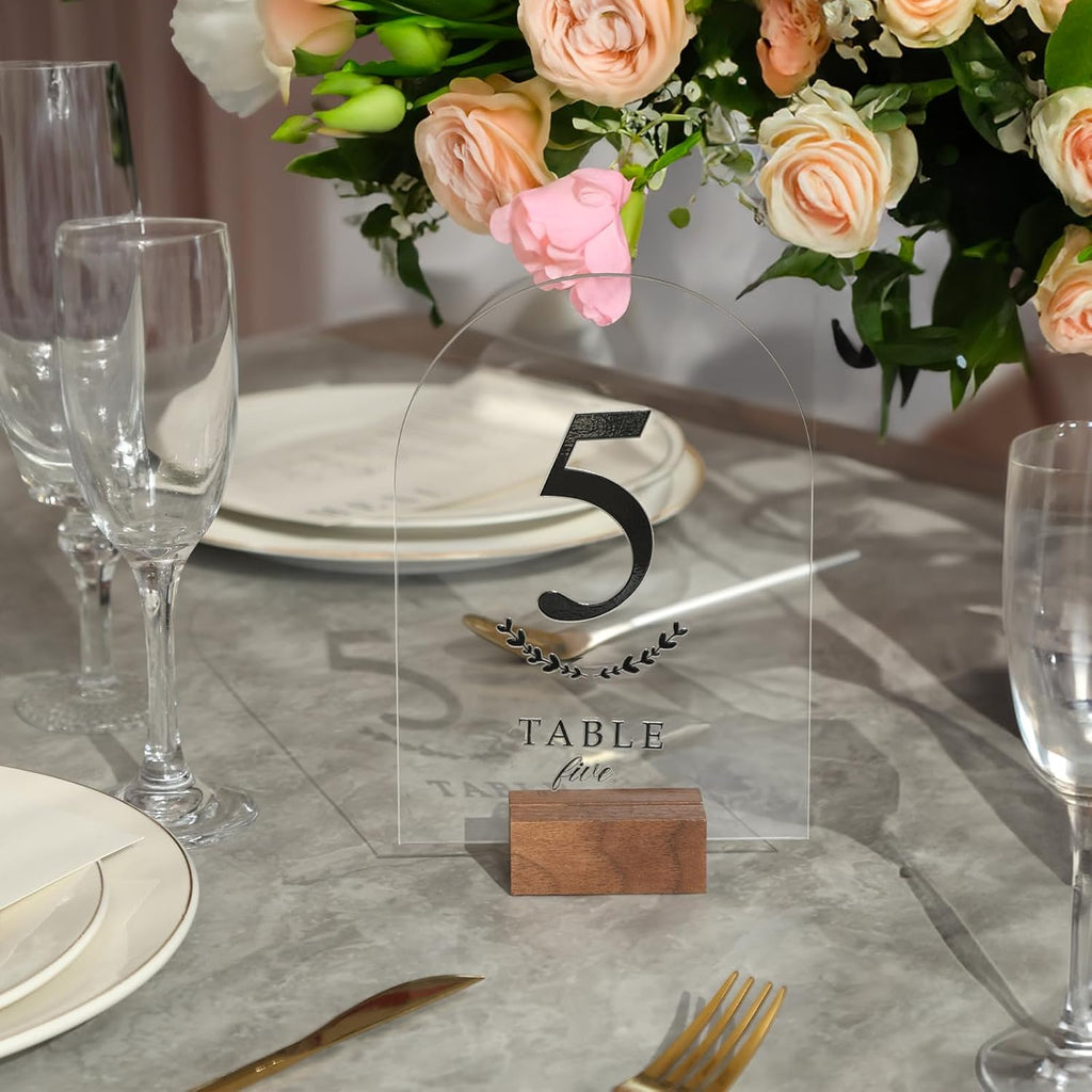 UNIQOOO 20 Pcs Acrylic 5x7 Clear Arch Table Sign for Wedding, 1/8 in Thick, DIY Blank Arch Sign Sheet Perfect for Decoration, Party,Anniversary, Event, Base NOT Included