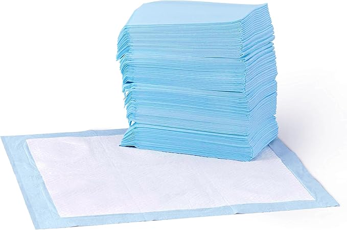 Amazon Basics Dog and Puppy Pee Pads, 5-Layer Leak-Proof Super Absorbent, Quick-Dry Surface, Potty Training, Regular (22x22"), 50 Count, Blue & White-PawvioPets