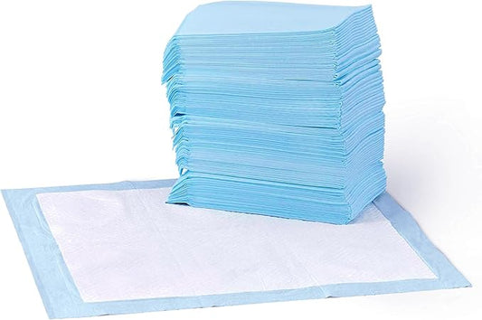 Amazon Basics Dog and Puppy Pee Pads, 5-Layer Leak-Proof Super Absorbent, Quick-Dry Surface, Potty Training, Regular (22x22"), 50 Count, Blue & White-PawvioPets