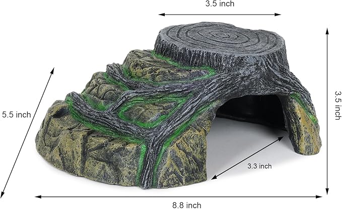 Gecko Tank Accessories, Tortoise Habitat Accessories, Ball Python Tank Accessories, Large Snake Hides, Perfect Terrarium Decor for Reptile Gecko Basking Humid Hiding (Large)-PawvioPets