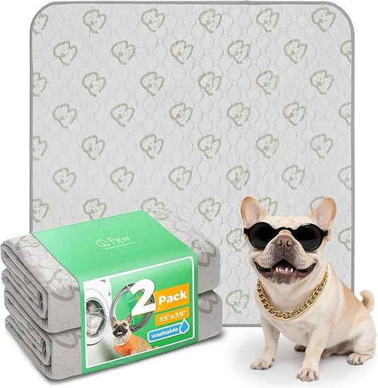 FXW Washable Pee Pads for Dogs, Puppy Pads with Super Absorbent, Specifically Designed for Potty Training, 35" Square, Khaki, 2 Packs-PawvioPets