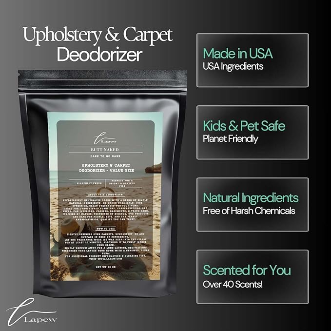 Butt Naked Carpet Freshener Powder Refill 36 oz | Powerful Odor Eliminator for Home | Upholstery Deodorizer | Carpet Deodorizer | Pet Urine | Cat Litter Box-PawvioPets