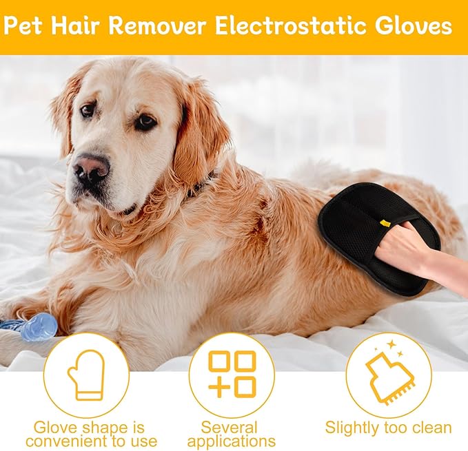 2 Pcs Pet Hair Removal Glove for Cats & Dogs, Pet Hair Remover Brushing Gloves, Reusable Pet Hair Remover Glove, Double-Sided for Couch, Clothing, Carpet, Car Seat-PawvioPets
