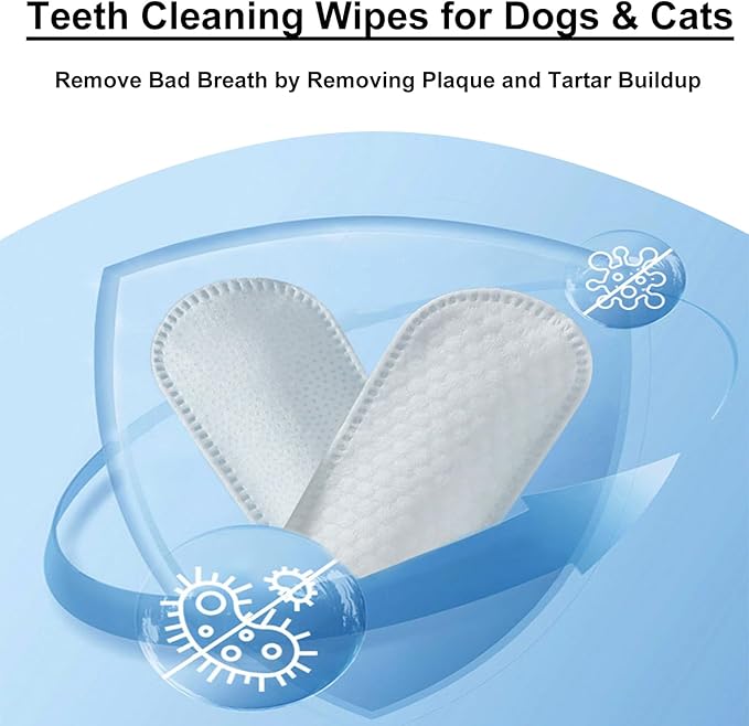 Dog Teeth Finger Wipes Cat Dental Finger Wipes, Puppy Teeth Cleaning Wipes, Pet Oral Care Pack of 50-PawvioPets