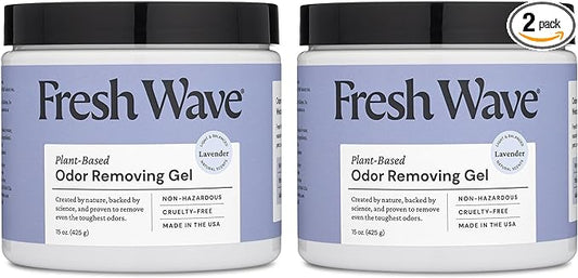 Fresh Wave Lavender Odor Removing Gel, 15 oz., Pack of 2 - Safer Odor Absorbers for Home, Natural Plant-Based Odor Eliminator, Every 15 oz. lasts 30-60 Days, For Cooking, Trash & Pets-PawvioPets