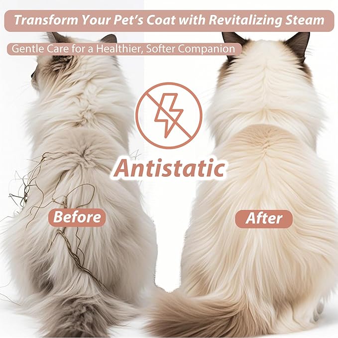4 in 1 Cat Steam Brush Rechargeable Anti-Static Pet Spray Hair Removal Comb for Shedding and Grooming Multi-functional Pet Massage Brushes for Cats Dogs Small Animals-PawvioPets