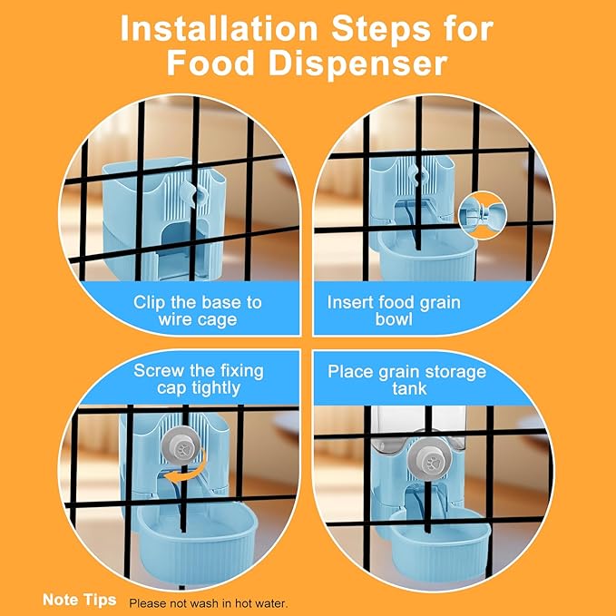 Auto Gravity Food Dispenser for Cage Hanging, 41OZ Capacity Hanging Automatic Pet Cage Feeder, Food Bowl for Cats Dogs Rabbit Ferret Chinchilla Bird Hedgehog Guinea Pig (Blue)-PawvioPets