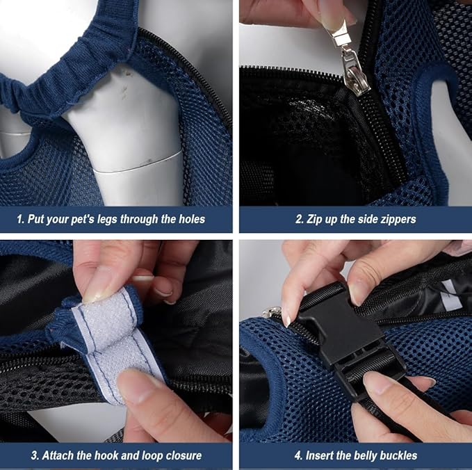 FEimaX Dog Carrier Backpack Pet Legs Out Front Cat Travel Bag, Adjustable Puppy Backpacks Carriers Hands-Free for Small Medium Dogs Cats Hiking Traveling Camping Daily Walking (Small, Navy)-PawvioPets