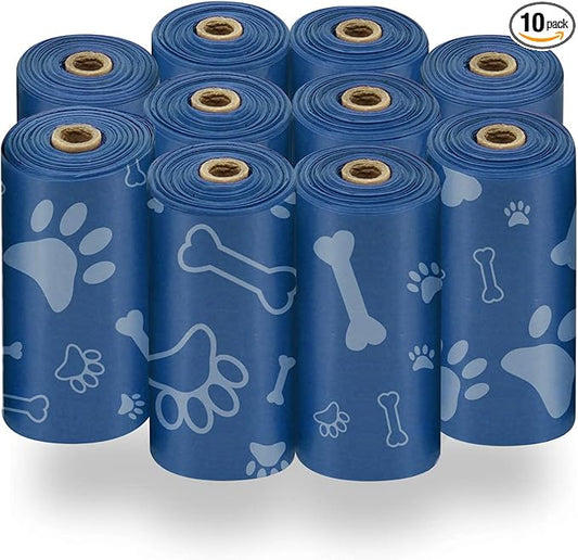 Best Pet Supplies Dog Poop Bags (150 Bags) for Waste Refuse Cleanup, Doggy Roll Replacements for Outdoor Puppy Walking and Travel, Leak Proof and Tear Resistant, Thick Plastic - Royal Blue-PawvioPets